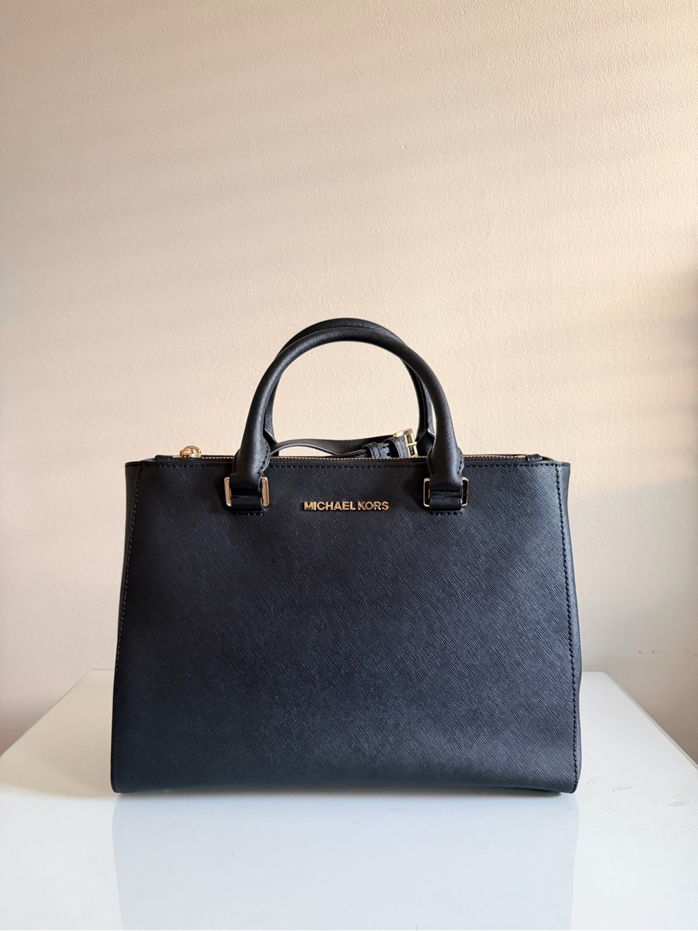 Michael Kors Black Saffiano Leather Satchel Shoulder Bag (New without tags)